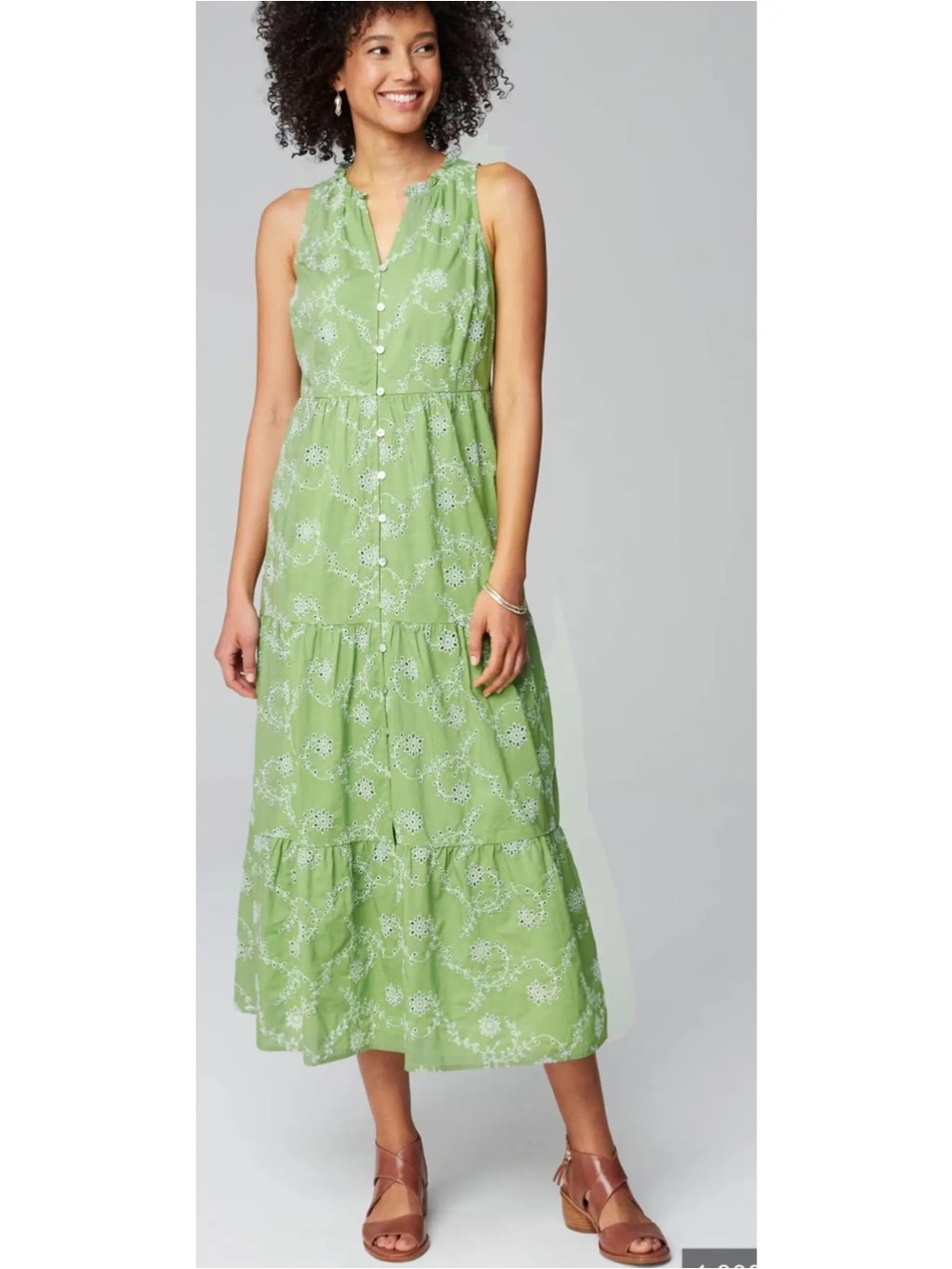 J.Jill green embroidered eyelet sleeveless maxi dress sz 2X